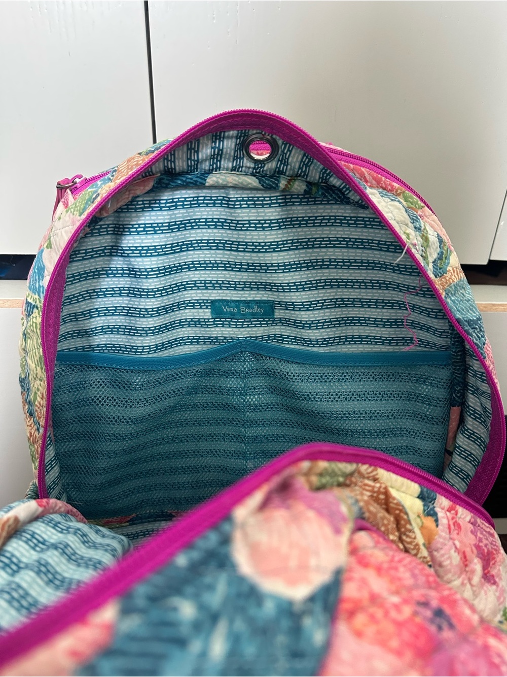 Vera Bradley Multicolor Pink Floral Quilted Backpack - Picture 3 of 6